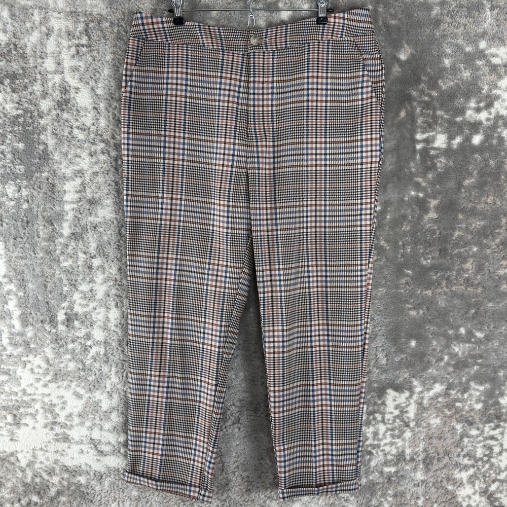 Anthropologie Size 14 Plaid Check‎ Tapered Ankle Dress Pants Multicolor Women